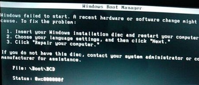 װwin7ϵͳʧܣʾBOOTBCDô